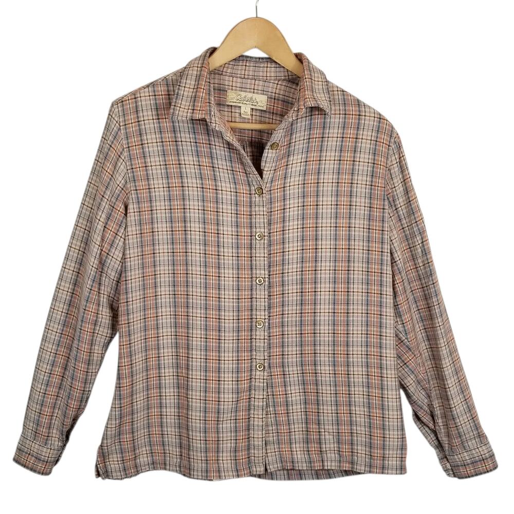 Cabela's Women's Cotton Plaid Button Up Shirt Size Large